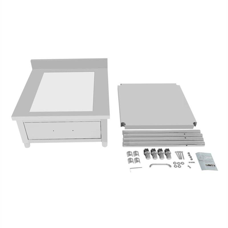 SUNYOU Stainless Steel 24 in. L x 24 in. W x 37.4 in. H Adjustable Work Table