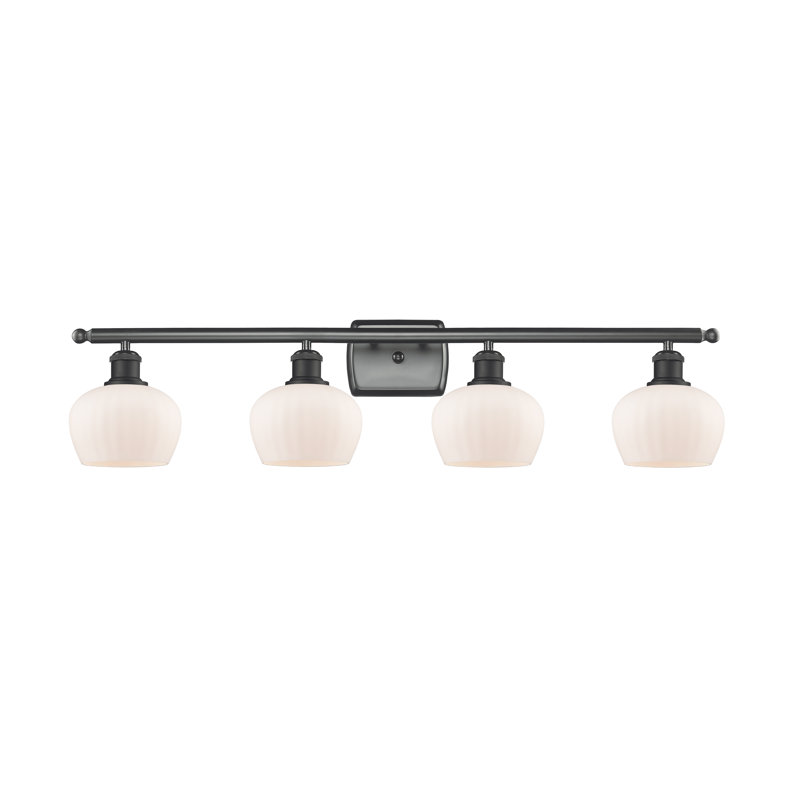Éclairage de salle de bain à intensité variable 4 lumières Patrina, Noir mat, Ampoule incandescente rétro de 60 watts