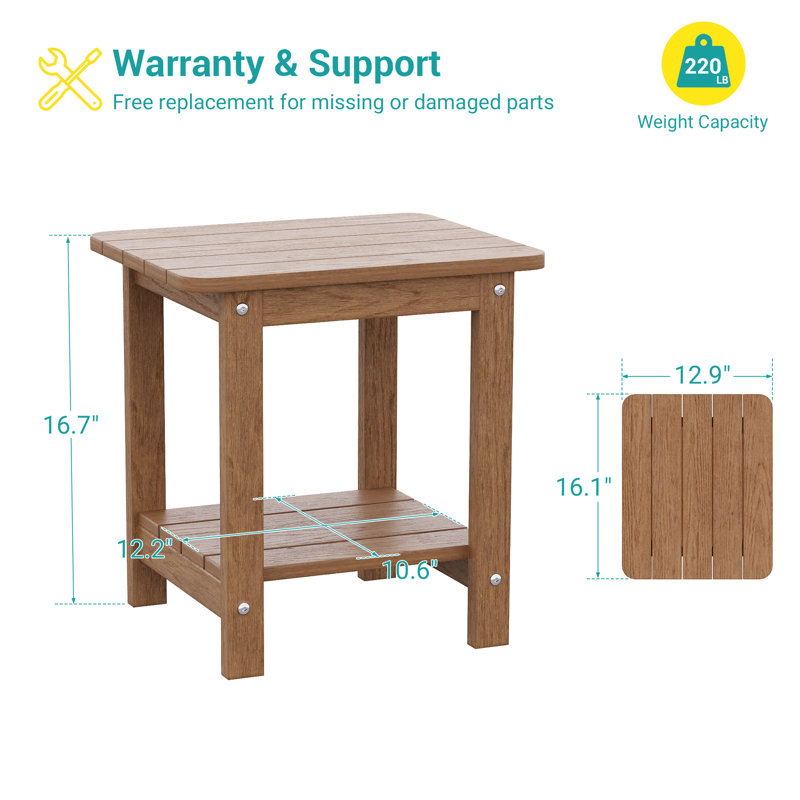 Table de bout d'extérieur en plastique / résine Adirondack, Teck