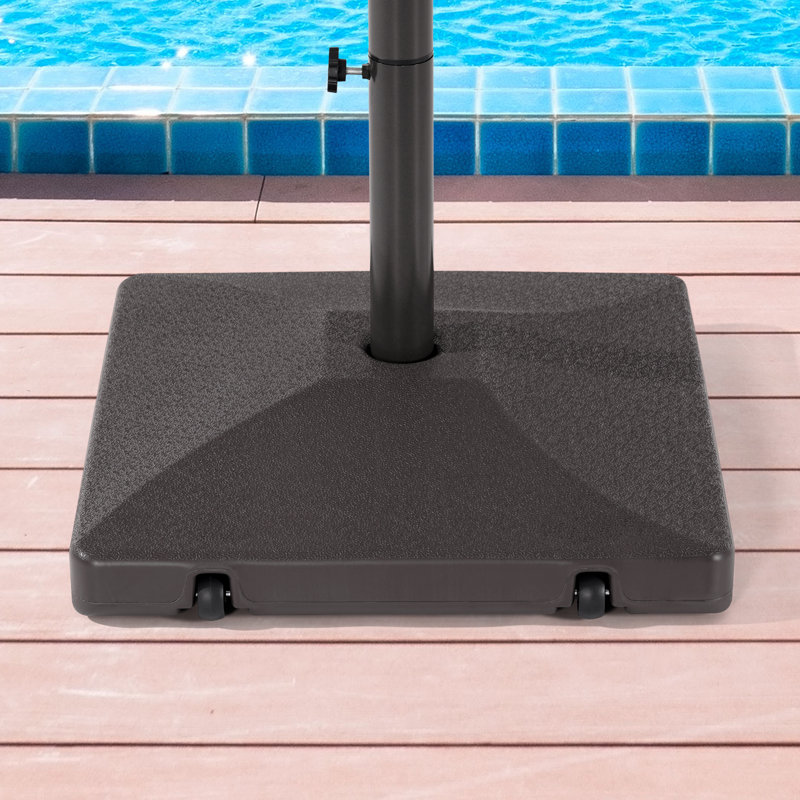 Base de parasol pour parasol de marché, support de parasol de patio rempli d'eau ou de sable pour parasols d'extérieur 7,5 à 11 pi, noir