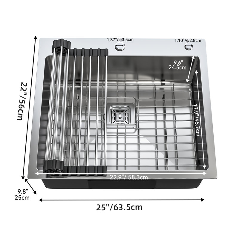 Évier en métal 22L x 25W