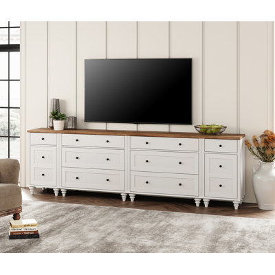 100" TV Stand With 8 Drawers, TV Cabinet Entertainment Center For 75/80/85/90 Inch TV With Charging Station
