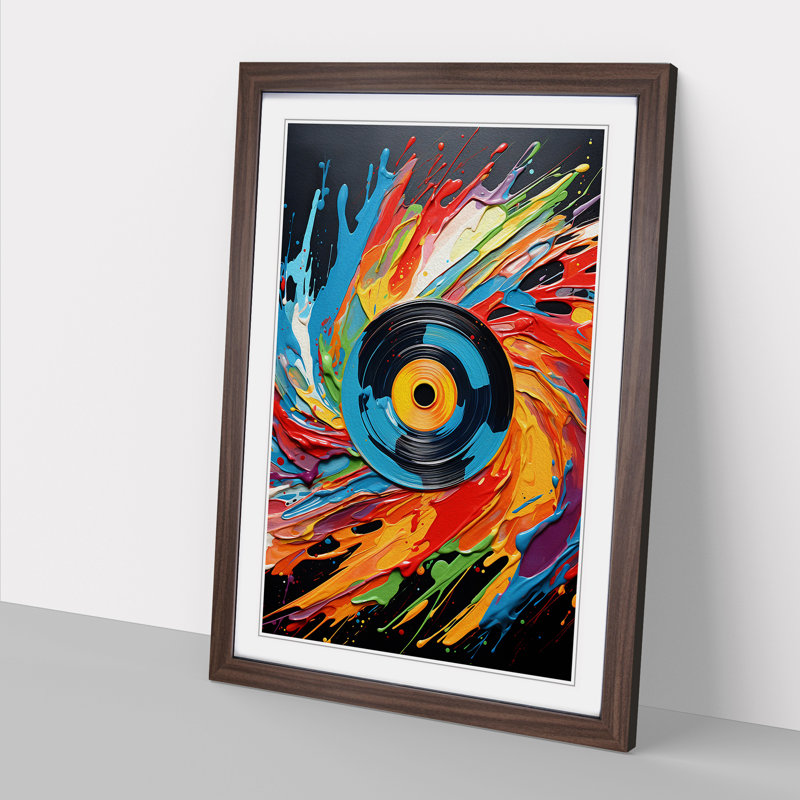 Vinyl Record Abstract - Framed Print, Walnut, 64cm H x 46cm W x 2cm D