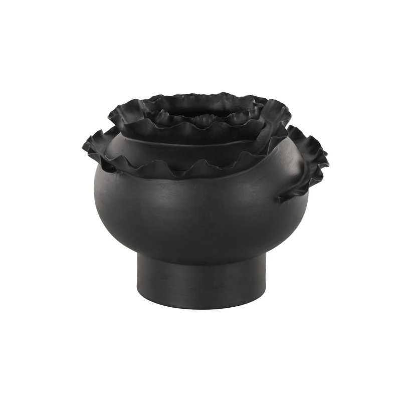 Cole And Ceramic Floral Inspired Abstract Vase, Black