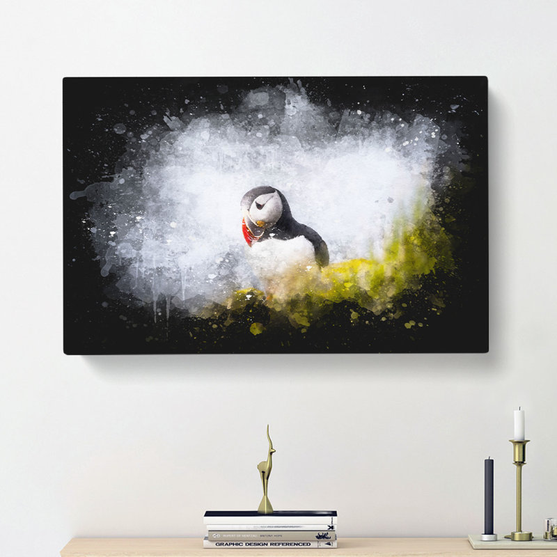 Lone Atlantic Puffin - Wrapped Canvas, 35cm H x 50cm W x 3cm D
