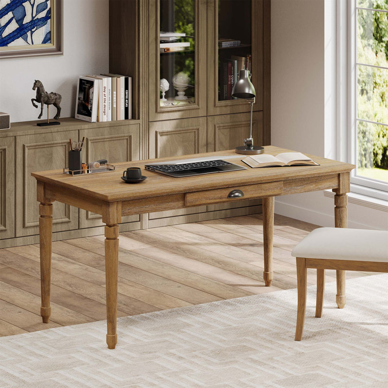 Bureau d'écriture de style campagnard rustique de 60 pouces avec tiroir de rangement, design rétro pour bureau à domicile et bureau (seulement table)