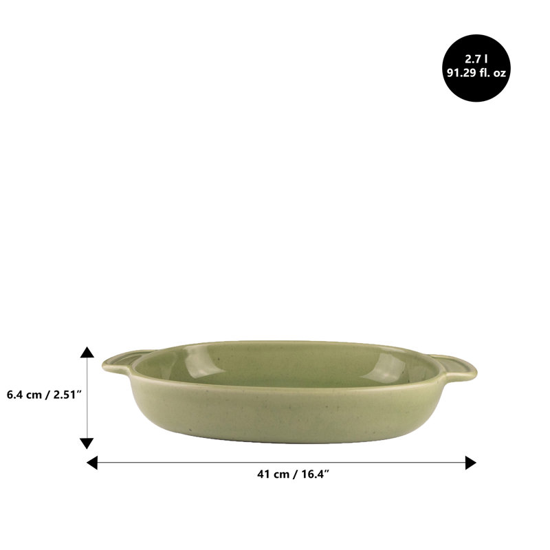 Rôtissoire moucheté vert Mesa Ceramics, 16"