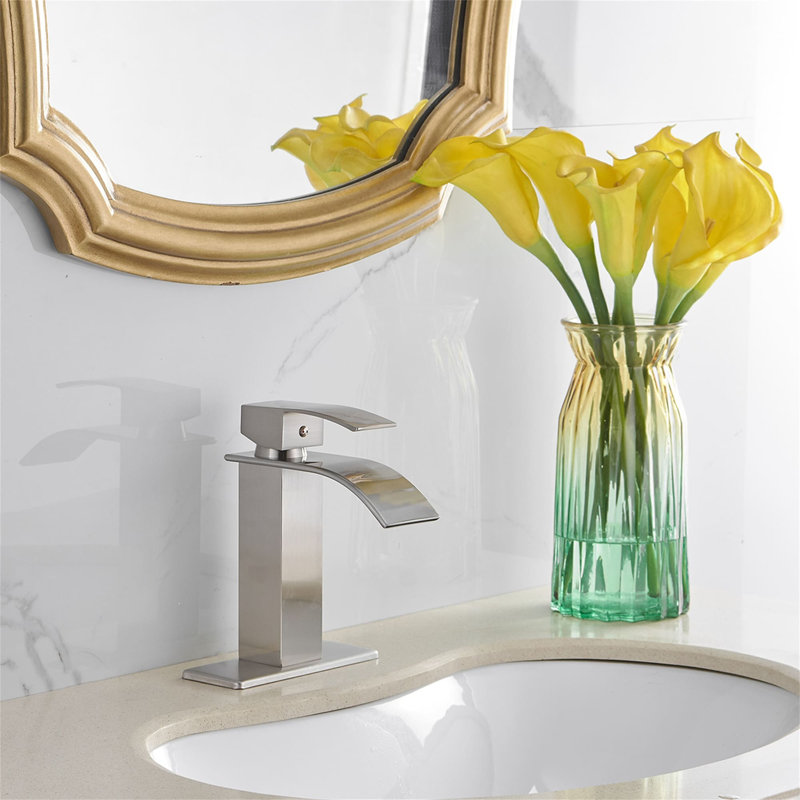 Single-Hole Single-handle Bathroom Faucet with Drain Assembly, Brushed Nickel