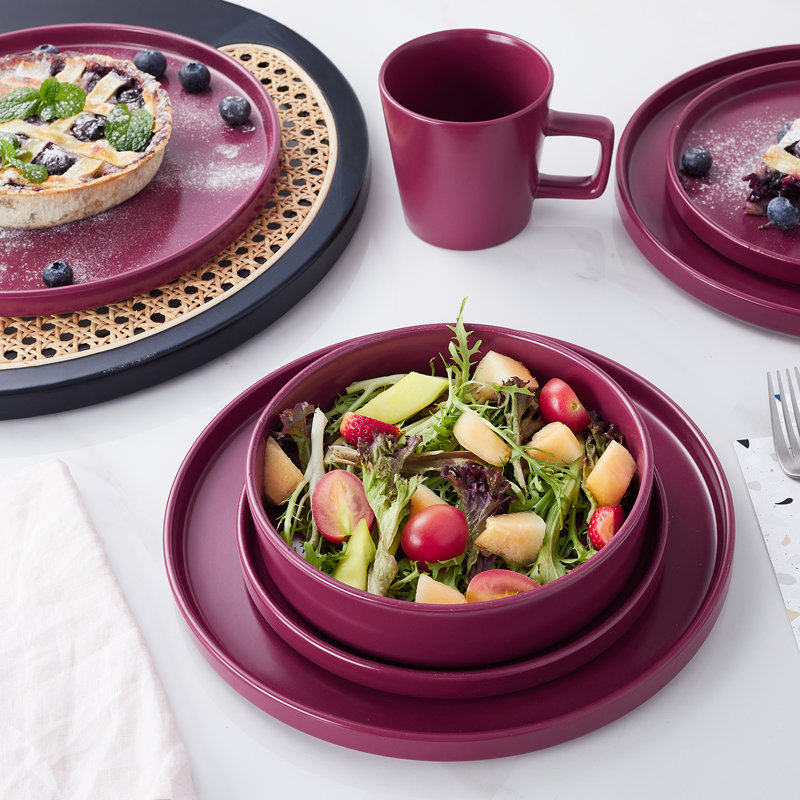 Stone Lain Cleo 32-Piece Dinnerware Set Stoneware, Maroon