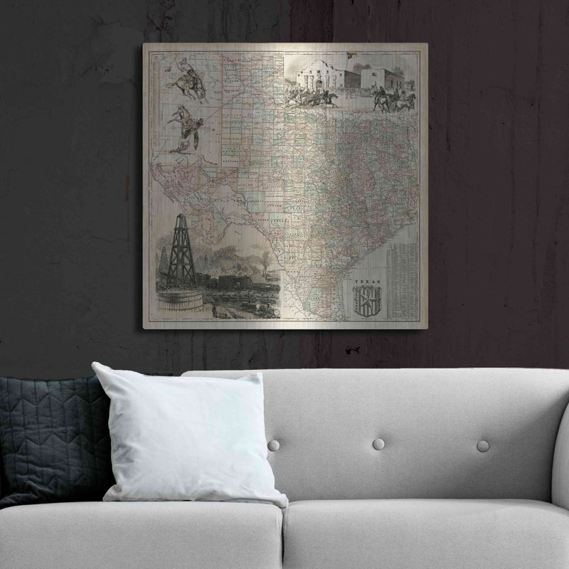 «Map of Texas» par Vision Studio, H 36 po x l 36 po
