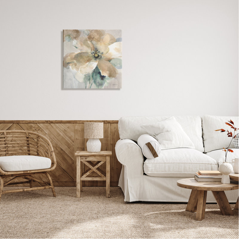 Peinture abstraite de pétales de fleurs sur bois par Danhui Nai, peinture, H 24 po x l 24 po x P 1,5 po