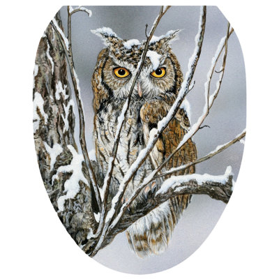 Adhésif décoratif pour siège de toilette rustique hibou - couvercles de toilette en vinyle antidérapant Woodland