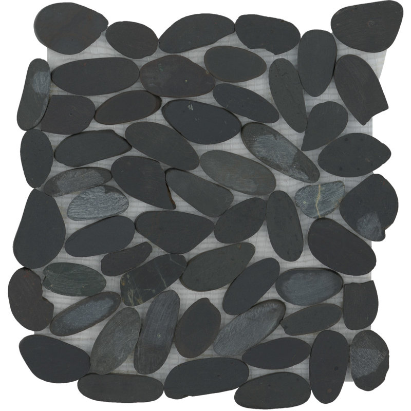 Rivera Pebbles™ Sized Natural Stone Pebble Tile, Black