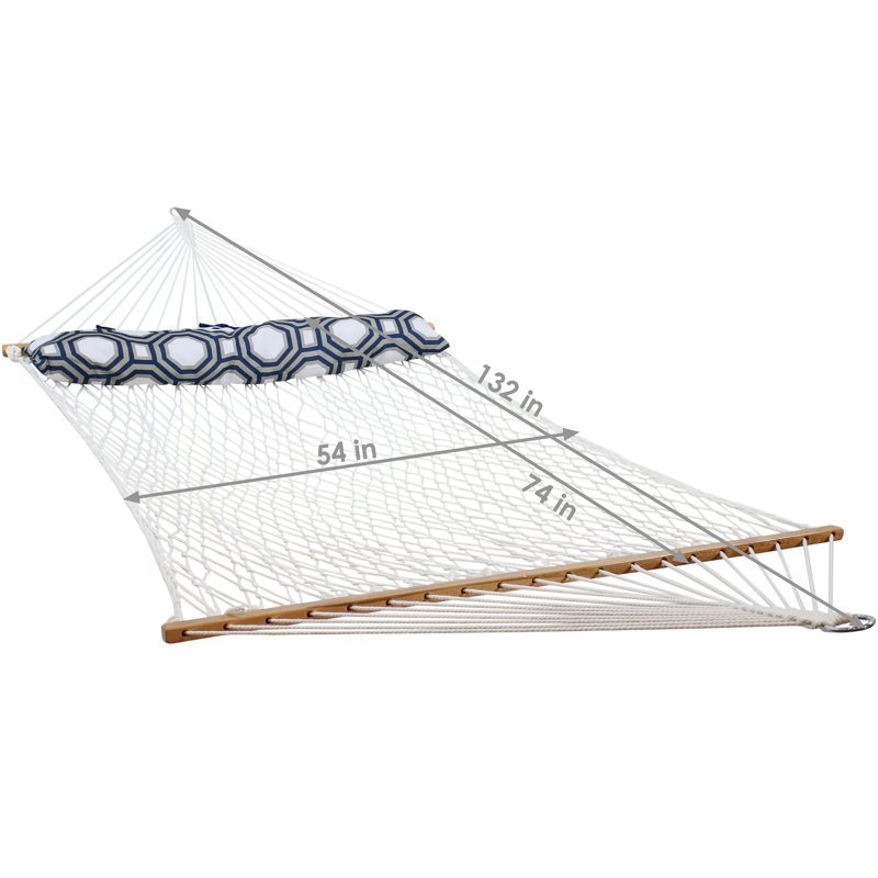 Prestyn 2-Person Polyester Rope Spreader Bar Hammock, White