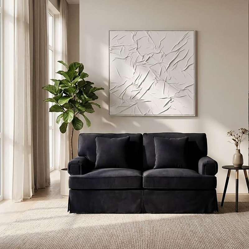 3 Seater Velvet Sofa, Black