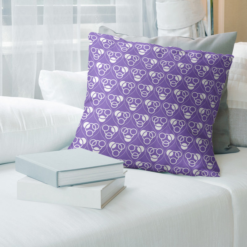 Coussin décoratif classiques des cercles et des vagues, H 14 po x l 14 po, Duvet synthétique, Mauve clair