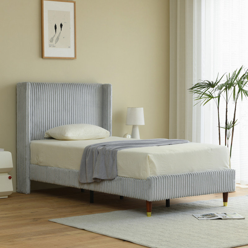 Upholstered Bed, Single (3'), Grey
