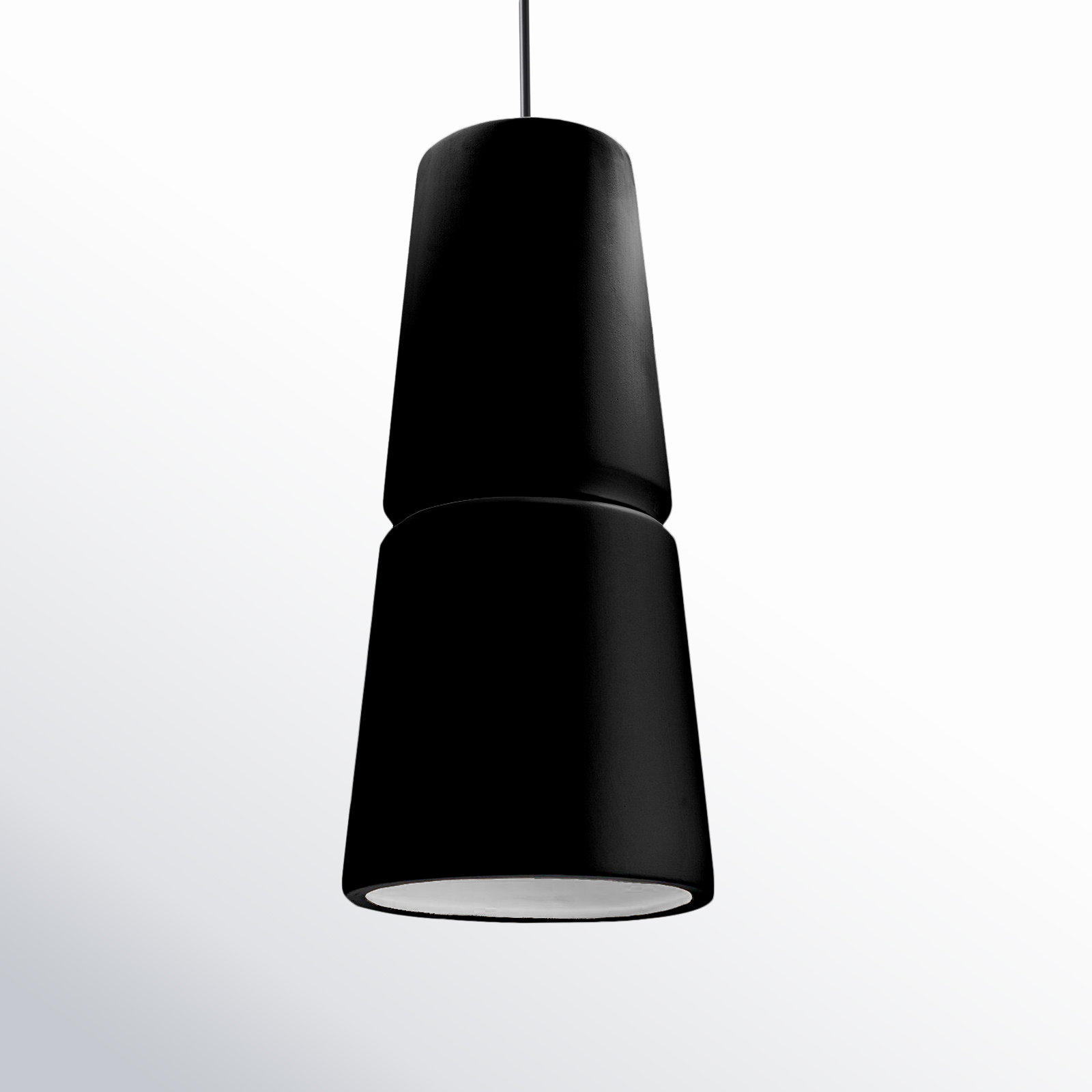 Logan 1-Light Dimmable Ceramic Cone Pendant , Matte Black, Carbon Matte Black, 18" H x 8" W x 8" D