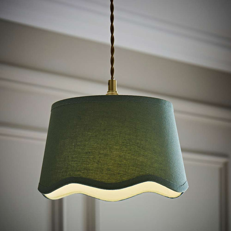 Alazar Linen Blend Empire Lamp Shade ( Slip-On ), 15cm H x 25cm W x 25cm D, Green