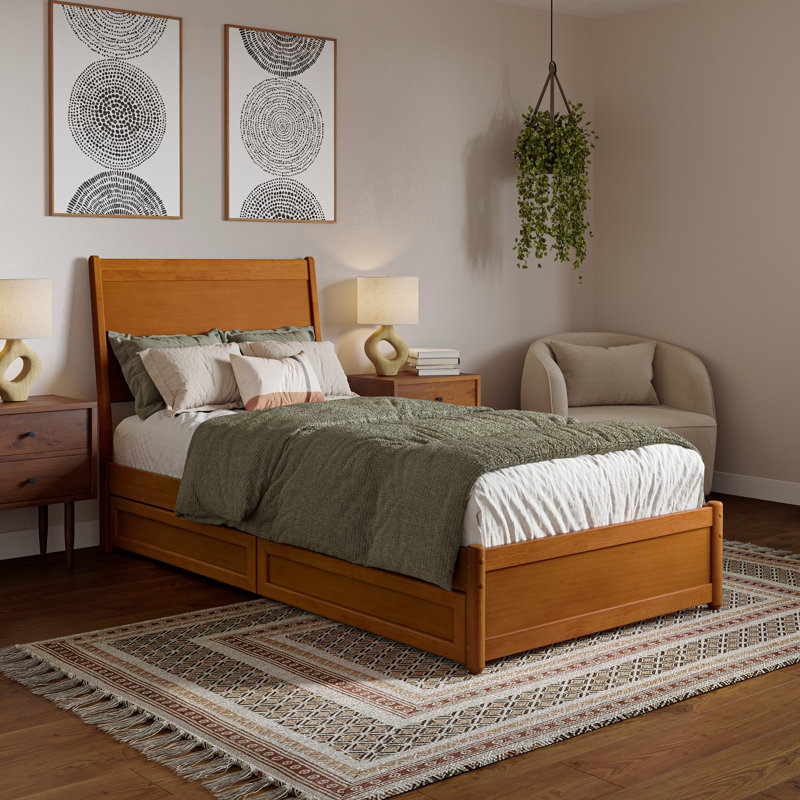 Lit-bateau avec rangement Avdesh, Caramel clair, Simple TG