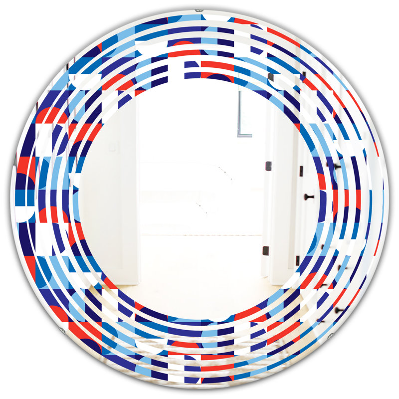 Coastal Frameless Wall Mirror, 23.6" H x 23.6" W, Wave Polka Dots