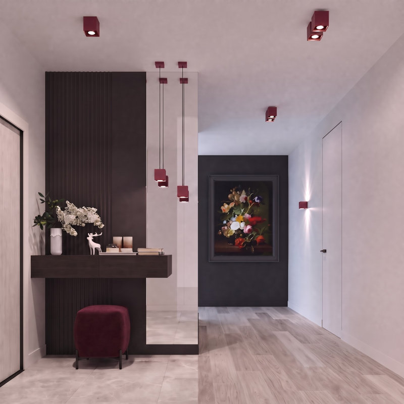 QUAD Flush Mounted Sconce, Wall lamp QUAD 1 burgundy, Burgundy, 1 Light
