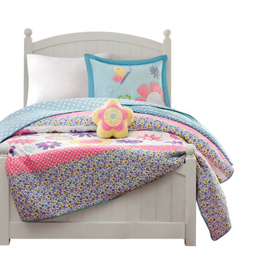 Ensemble de courtepointe réversible Gracie Mills Makauri Springtime avec coussin décoratif
