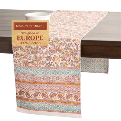 Maison d'Hermine Chemin de table 100 % coton Nila - Double couche - 14,5 po x 72 po