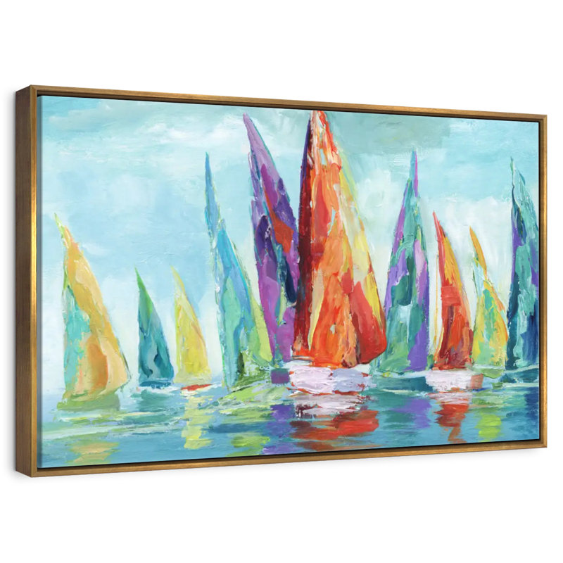 Fine Day Sailing I, Floating Frame Gold, 37" X 25"