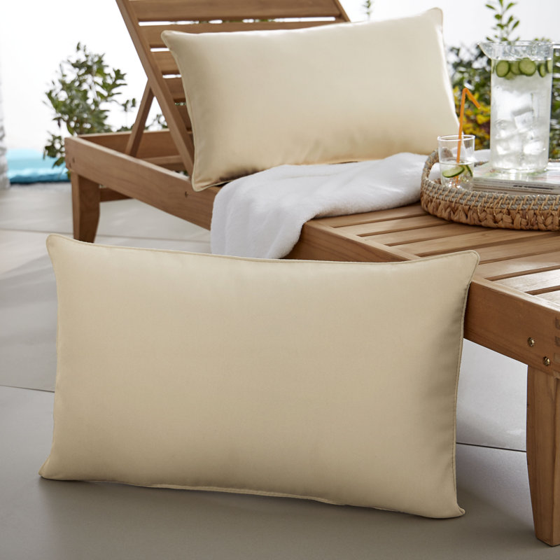 Selene Outdoor Reversible Throw Pillow, Fresco Tan, 12" x 18"