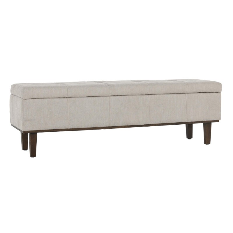 Louise Upholstered Storage Bench, French Beige Basketweave