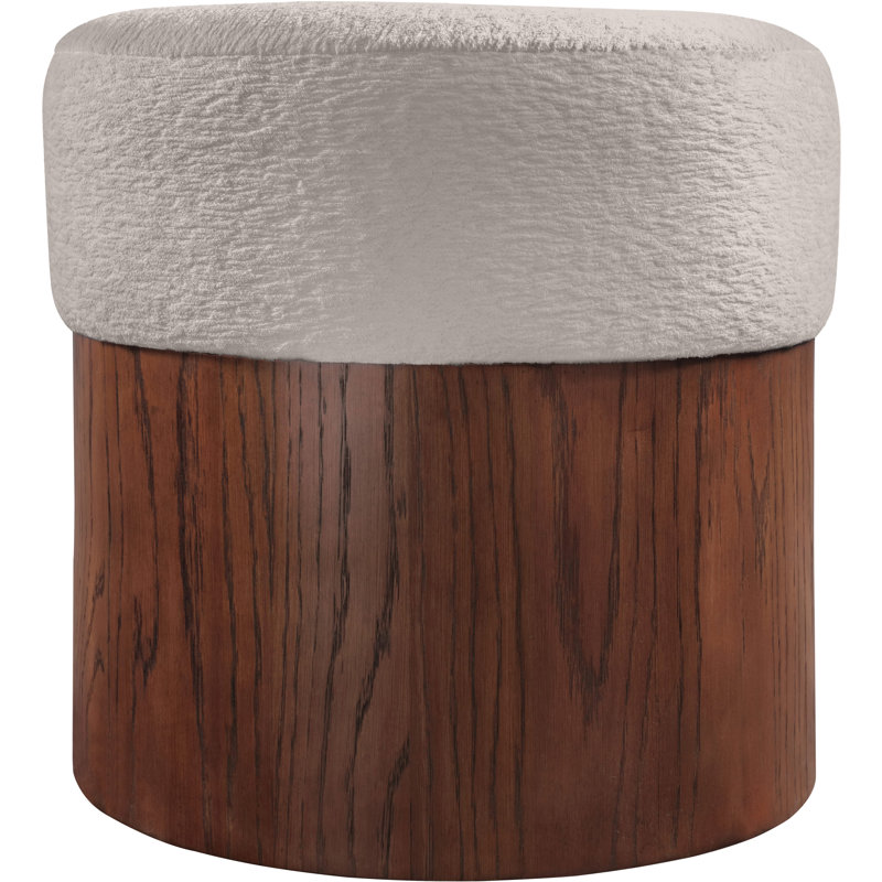 Repose-pieds / tabouret Asai, Tissu velours beige, Brun