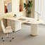 Bureau moderne en pierre frittée minimaliste avec trois tiroirs.-655801579