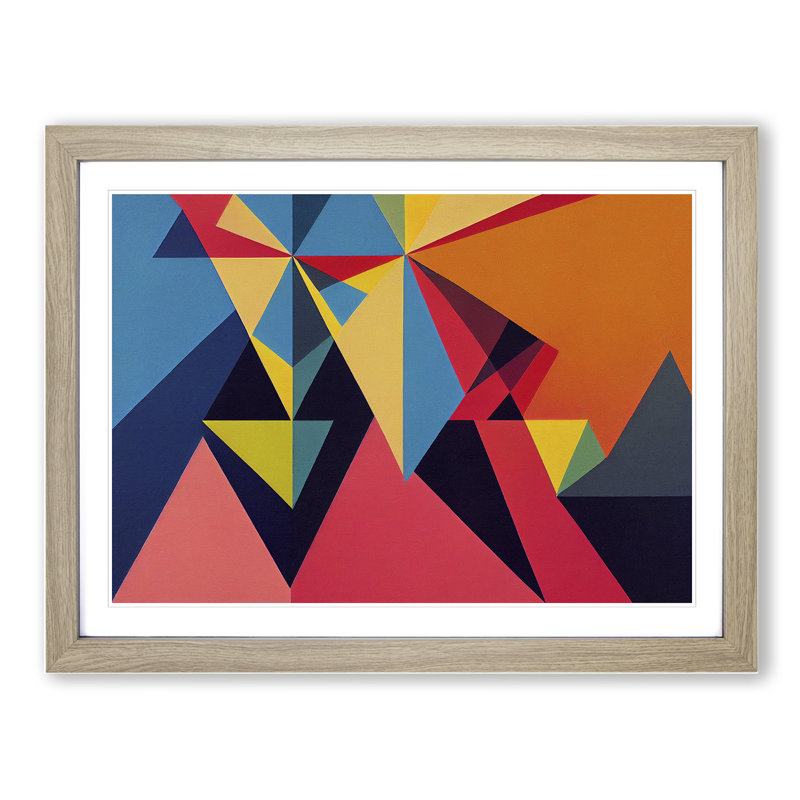 XH1022-8689X Suprematism Art Modern Vol.6 Abstract - Single Picture Frame Painting, 25cm H x 34cm W x 2cm D, Oak