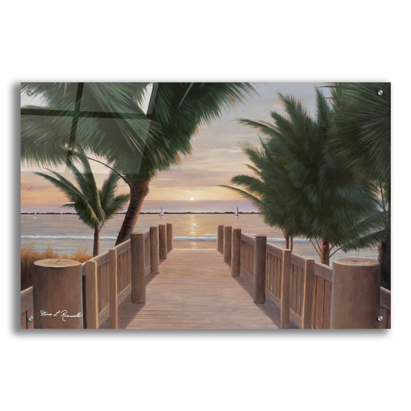 Palm Promenade sur plastique / acrylique par Diane Romanello, H 24 po x l 36 po x P 0,2 po
