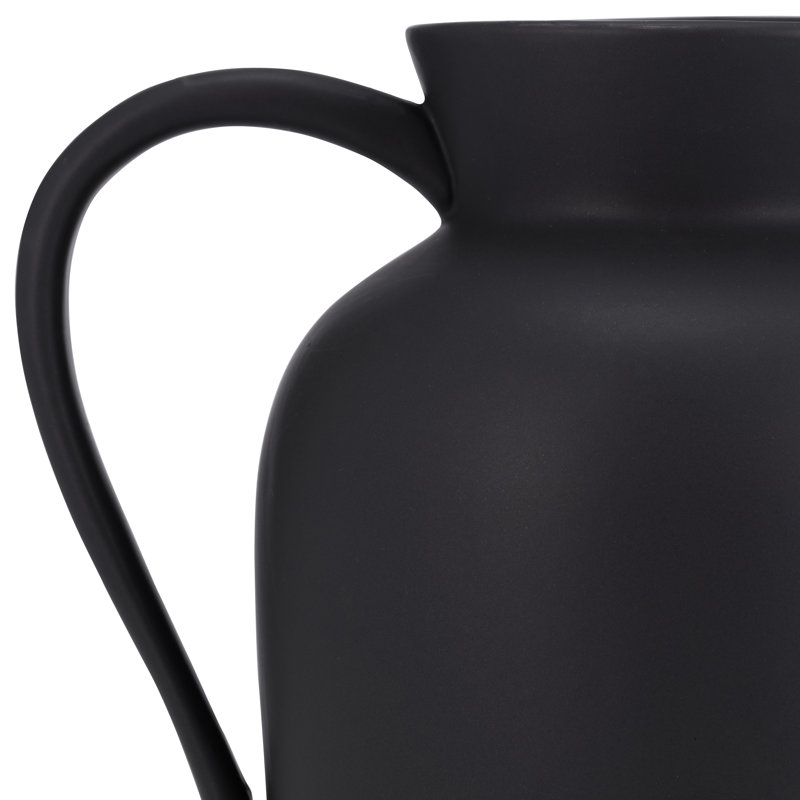  Vase pichet en céramique, H 8 po x l 6 po x P 5 po, Noir