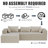 Boneless 111" Cloud Sectional Couch With Corduroy Upholstered Chaise Lounge - No Assembly Required, Deep Seat Could Plush Boneless Sofa With 3 Back Pillows And 2 Throw Pillows-905073872