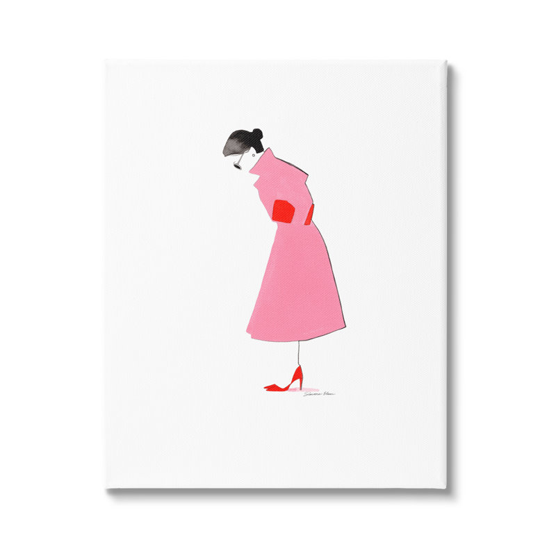 «Pink Contemporary Girl», toile d'art encadrée par Simone Elum, H 48 po x l 36 po x P 1,5 po