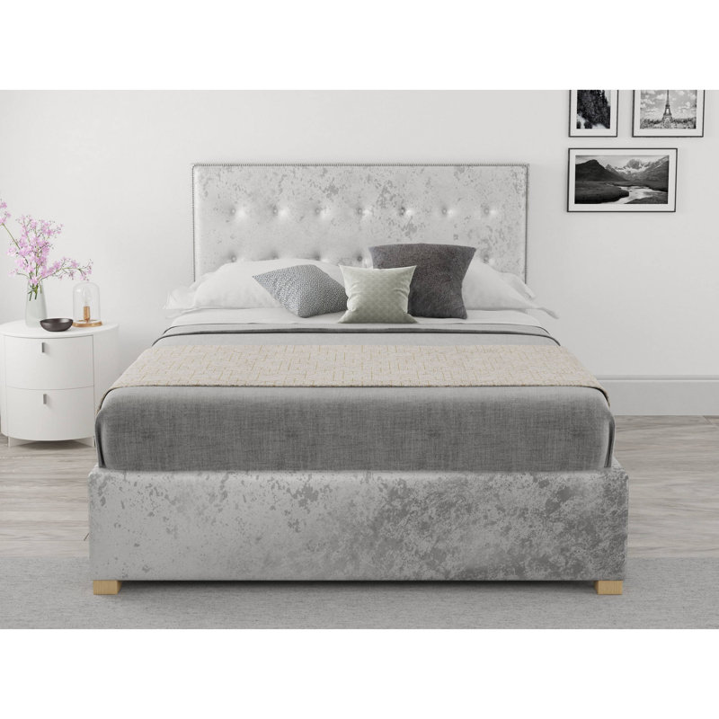 Abarca Upholstered Ottoman Storage Bed, Double (4'6), Pearl