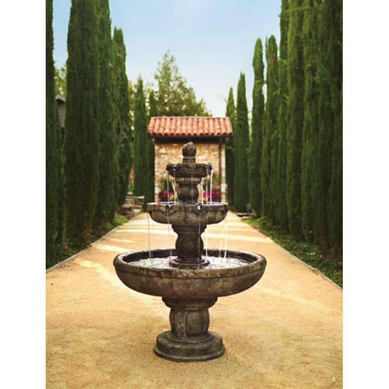 Santa Barbara Tiered Concrete Fountain, Forest Brown