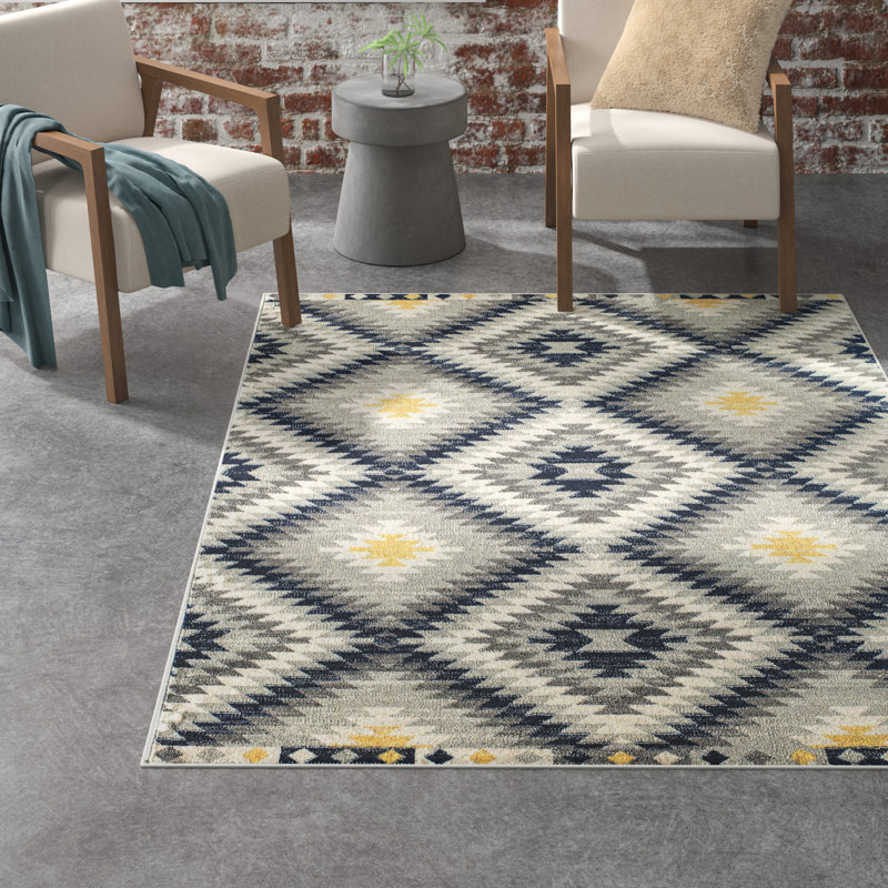 Tonio Tribal Kilim Navy Area Rug, Rectangle 8'9" x 12'