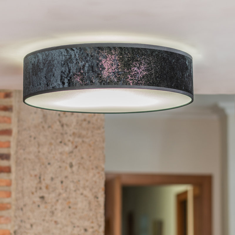 Quince Fabric Flush Mount, Black