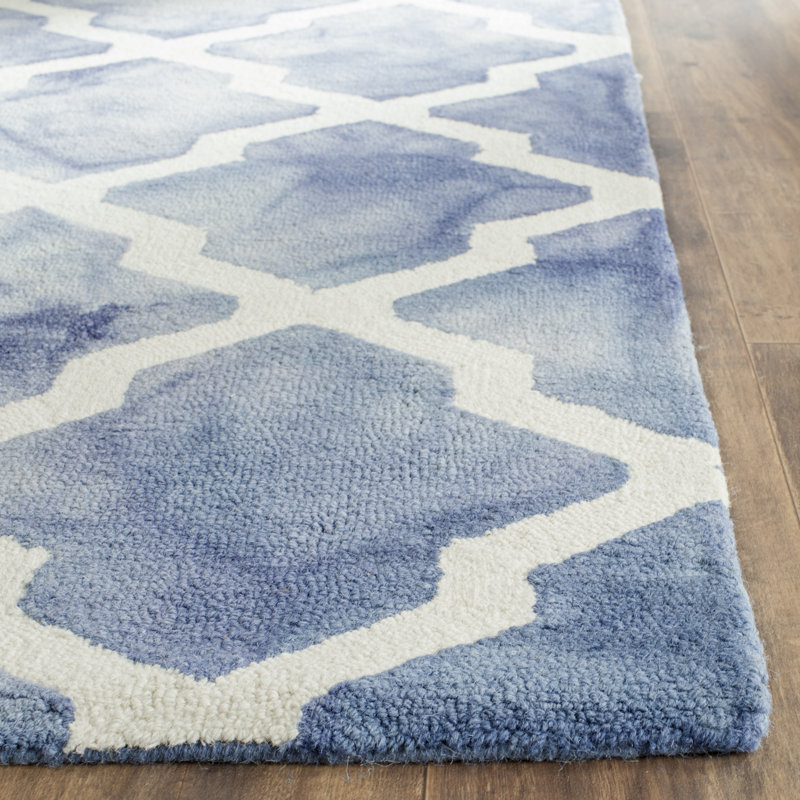 Dip Dye Hand Tufted Wool Geometric Rug, Square 7'