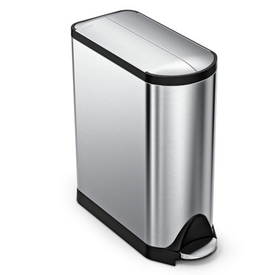 simplehuman Butterfly Lid Kitchen Step Trash Can, Brushed Stainless Steel