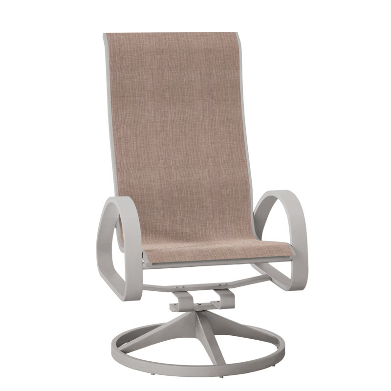 Fauteuil de patio pivotant Hiraku, Gris chaleureux texturé, Fenouil Augustine Sunbrella®