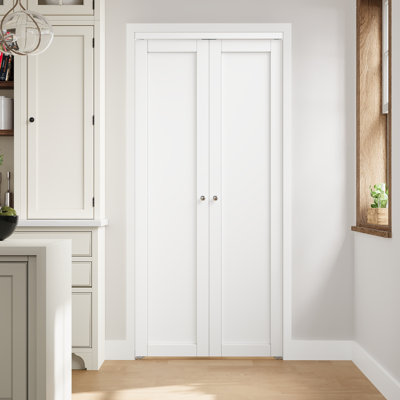 24" x 96" 1-panel Solid Core Manufactured Wood Pivot-French Or Bi-Fold Door With Installation Hardware Kit(Ideal for Closet,Pantry,Laundry,Bathroom)