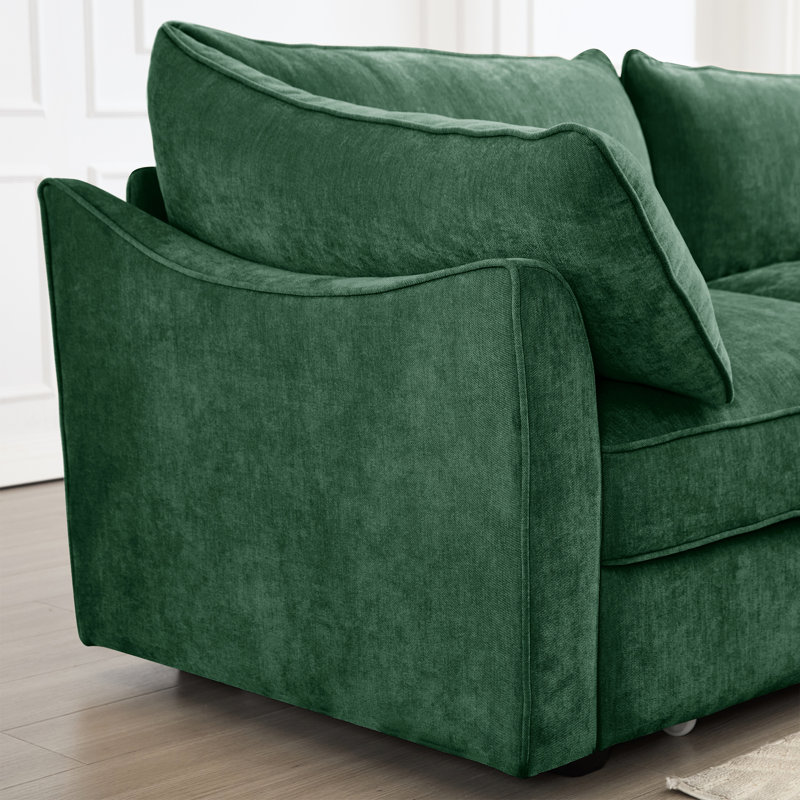 3 pièces en L avec revêtement en chenille mobile, fonction de rangement et siège profond confortable en chenille, configuration adaptée à une maison moderne