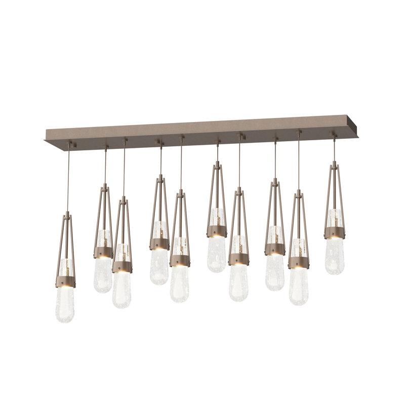 Link 10 - Light Pendant, Standard: 19" to 80", Clear Bubble Glass, Bronze