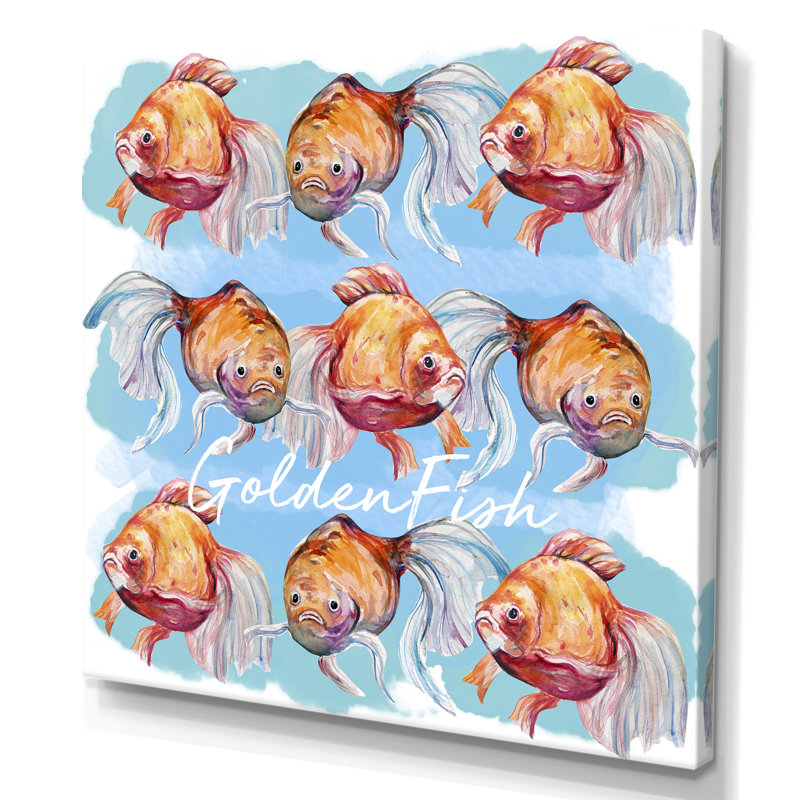 Aquarelle, art du poisson III - sur, H 16 po x l 16 po x P 1 po, Toile tendue
