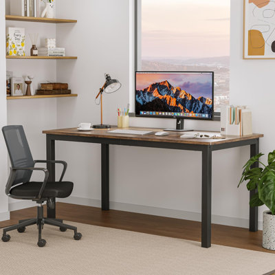 Bureau d'ordinateur pour bureau à domicile Bureau d'ordinateur simple et moderne avec panneau de fibres à densité moyenne et cadre industriel en métal noir pour étudier, écrire et travailler